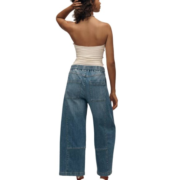 Anthropologie Pilcro Izzie Relaxed Pull-On Barrel High Waist Jeans Size Medium - Picture 2 of 12